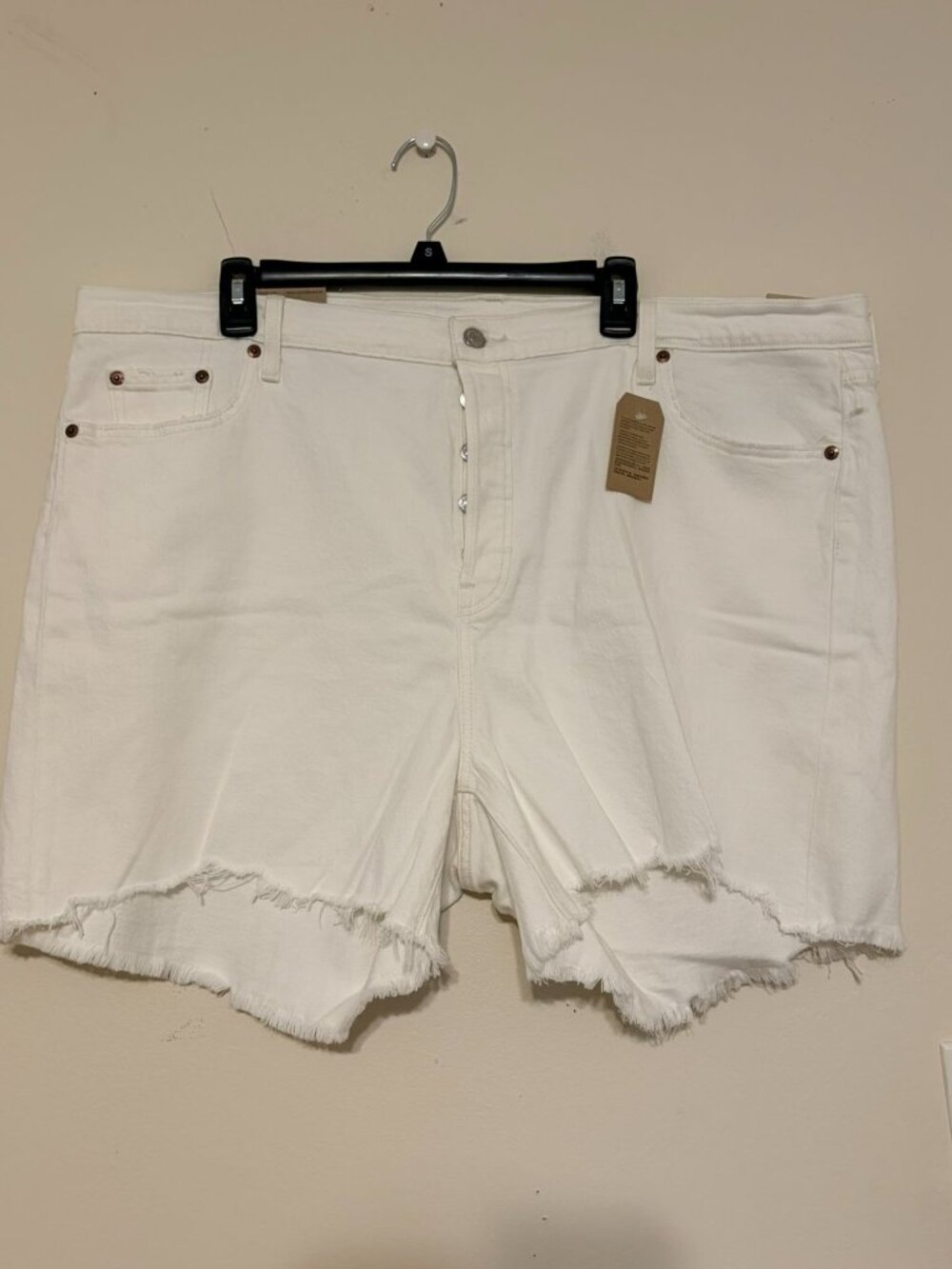 New NWT Levi's 501 Cutoff White Denim Jean Shorts Button Fly Size‎ 22W